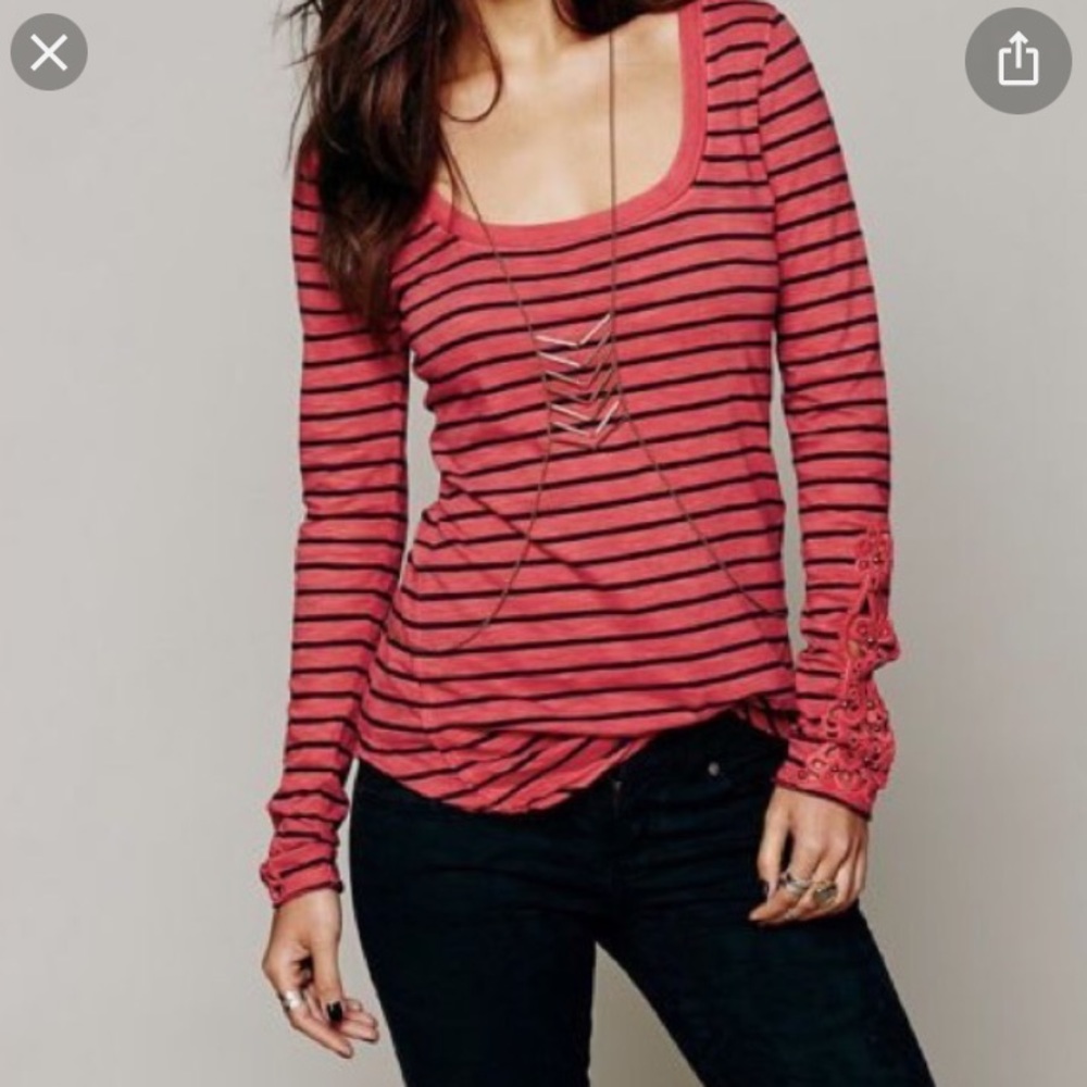 Free People Hard Candy Striped Henley longsleeve